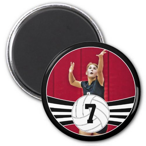 Black and White Custom Photo Volleyball Magnet