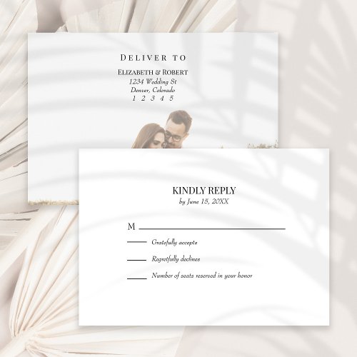 Black and White Custom Photo Wedding RSVP Card