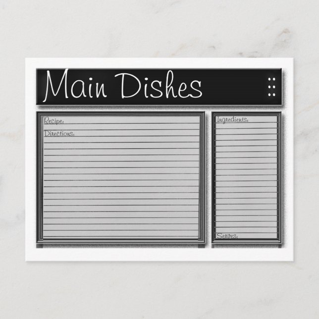 Black and White Custom Recipe Cards (Front)