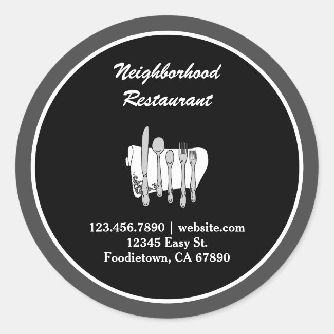 Black and White Custom Restaurant Stickers