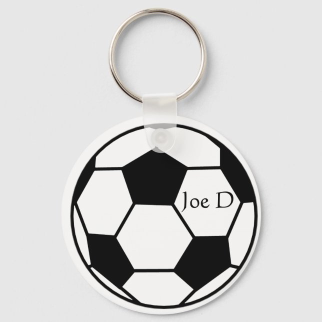 Black and White Custom Soccer Football Keychain (Front)