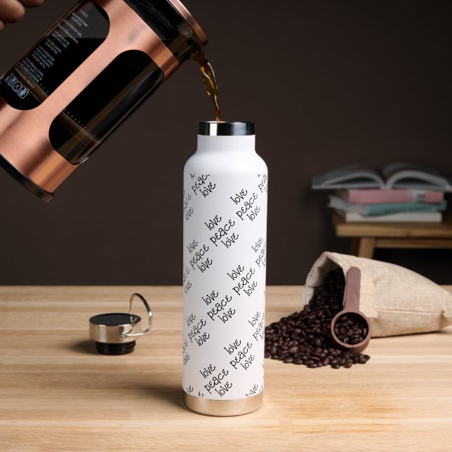 Black and White : custom Water Bottle (Coffee)