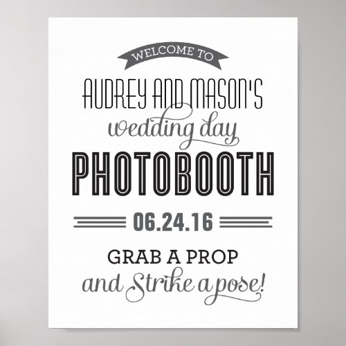 Black and White Custom Wedding Photo Booth Sign