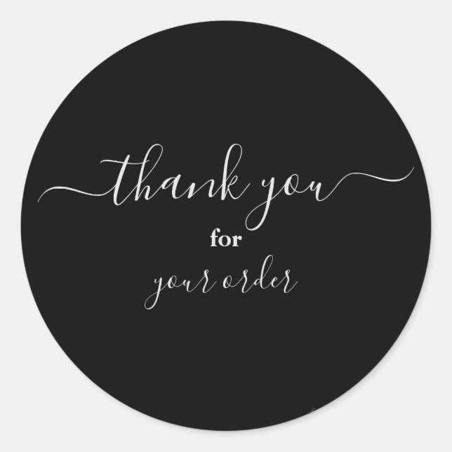 Black and White Customer Thank You Classic Round Sticker (Front)