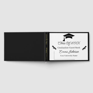 Black And White Customizable Graduation Foil Guest Book