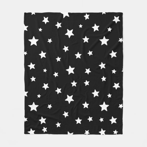 Black And White Cute Aesthetic Stars Pattern Fleece Blanket