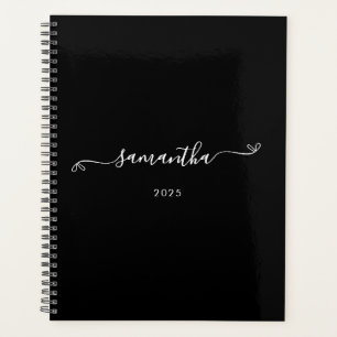 Black and White Cute Bow Signature Name Planner