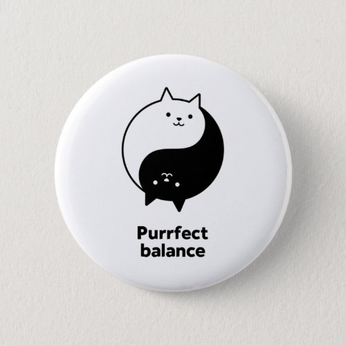 Black and White Cute Cats Purrfect Balance Button