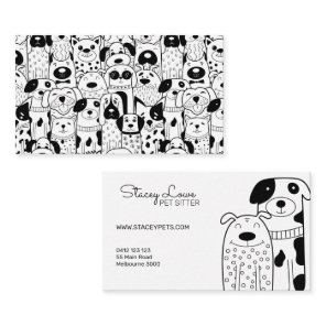 Black And White Cute Dogs Pet Sitter | Dog Walker  Business Card