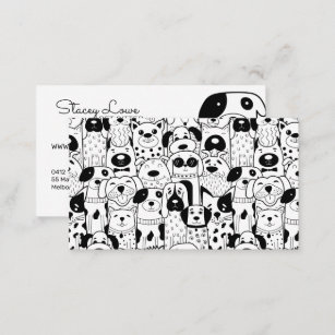Black And White Cute Dogs Pet Sitter   Dog Walker  Business Card