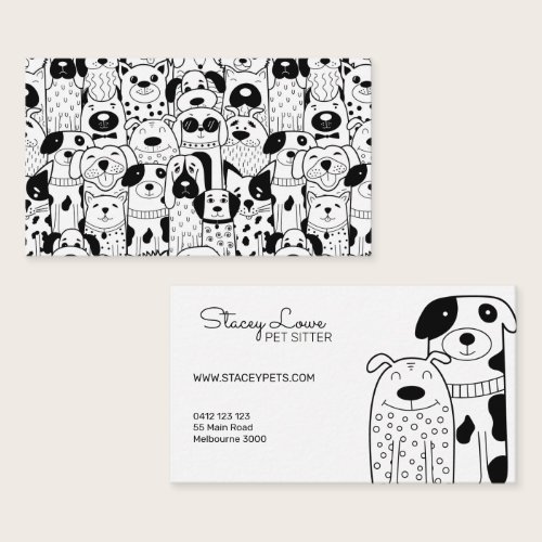 Black And White Cute Dogs Pet Sitter | Dog Walker  Business Card