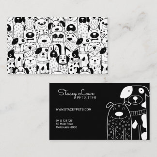Black And White Cute Dogs Pet Sitter | Dog Walker Business Card