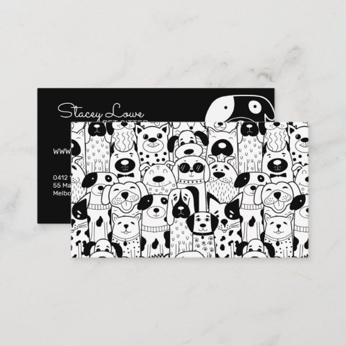 Black And White Cute Dogs Pet Sitter  Dog Walker Business Card