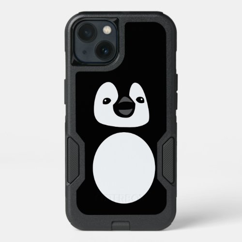 Black and white Cute Modern Penguin illustration iPhone 13 Case