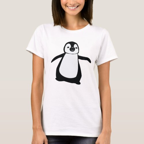 Black and white cute penguin drawing T_Shirt