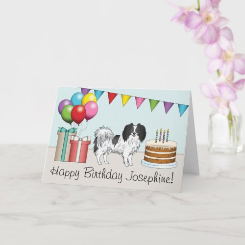 Black And White Cute Phalne Dog Colorful Birthday Card