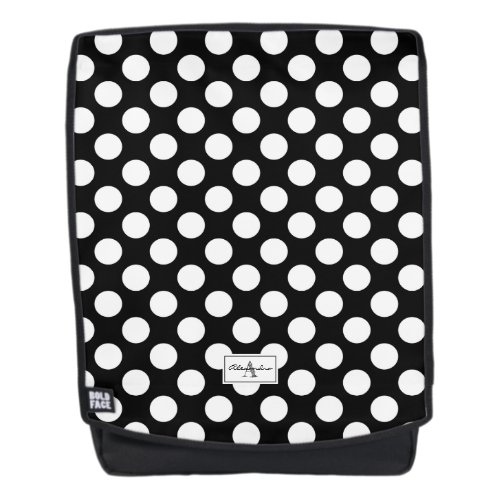 Black And White Cute Polka Dot Pattern Monogram Backpack