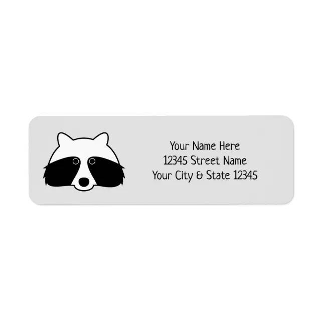 Black and white cute raccoon return address labels | Zazzle