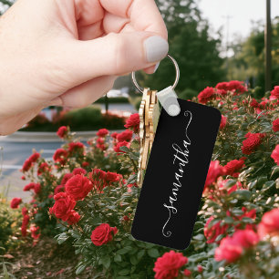 Black and White Cute Signature Name Keychain