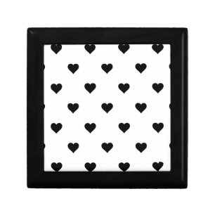 Black and White Cute Simple Heart Pattern  Gift Box