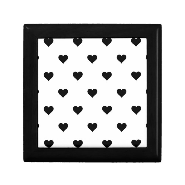 Black and White Cute Simple Heart Pattern  Gift Box (Front)