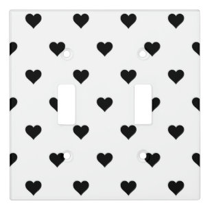 Black and White Cute Simple Heart Pattern Light Switch Cover
