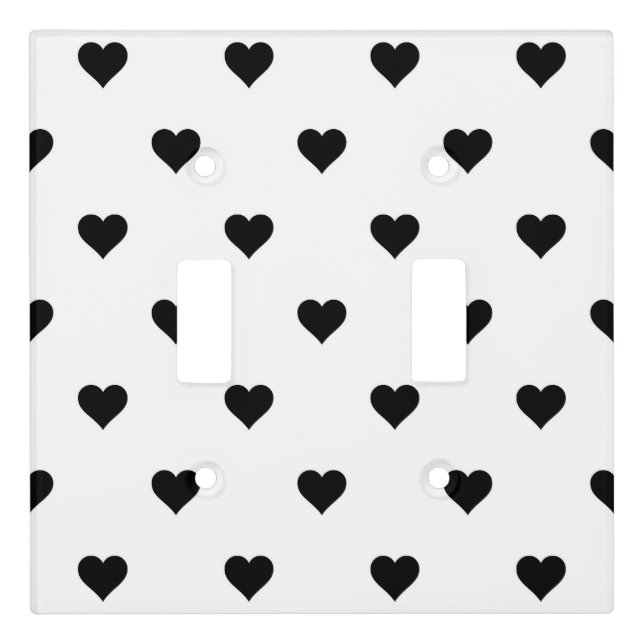 Black and White Cute Simple Heart Pattern  Light Switch Cover (Front)