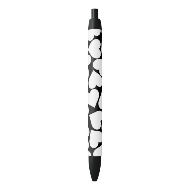Black and White Cute Simple Heart Pattern Pen (Front Vertical)
