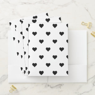 Black and White Cute Simple Heart Pattern  Pocket Folder