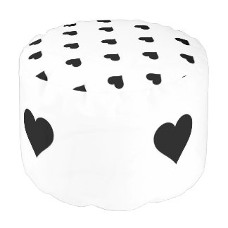 Black and White Cute Simple Heart Pattern Pouf