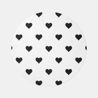 Black and White Cute Simple Heart Pattern Rug