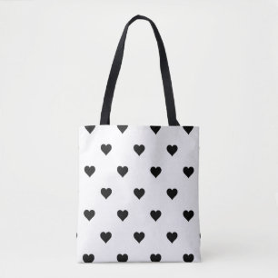 Black and White Cute Simple Heart Pattern  Tote Bag