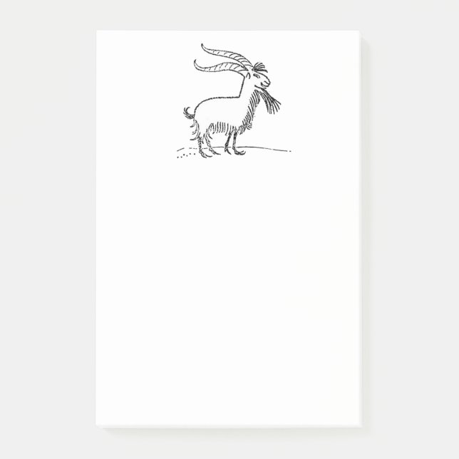 Black and White Cute Smiling Goat Cartoon Post-it Notes (Front)