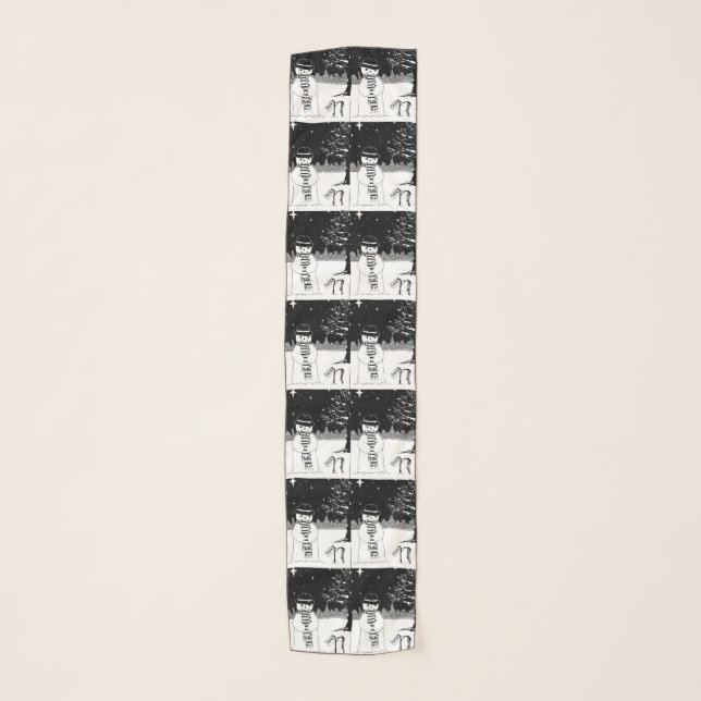 black and white cute snowman for christmas scarf (Front)