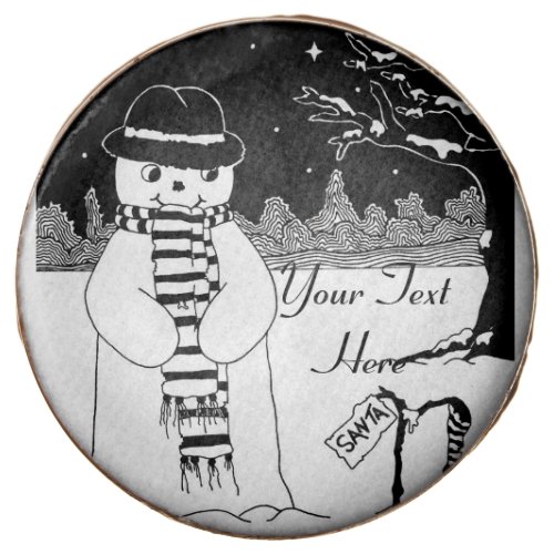 black and white cute snowman smiling for christmas chocolate covered oreo