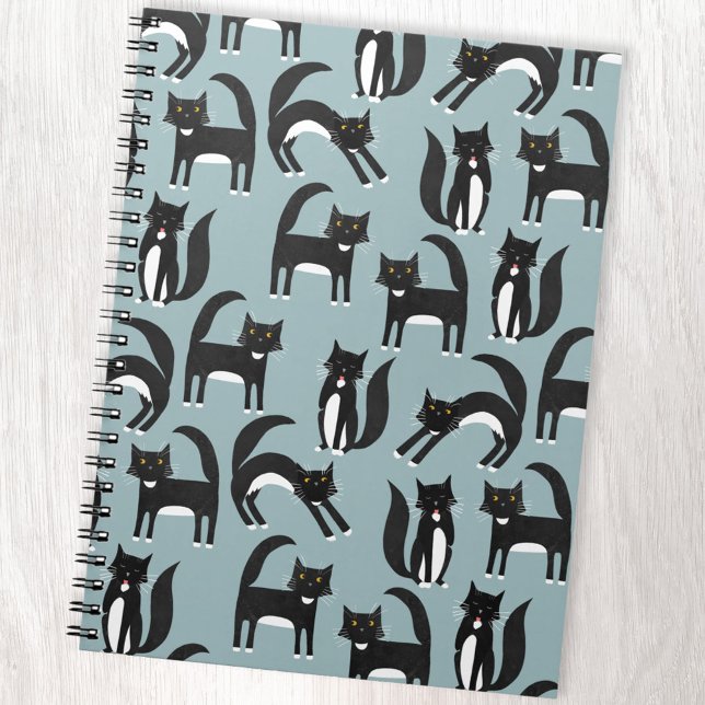 Black and White Cute Tuxedo Kitty Cats Pattern Notebook (Black and white tuxedo kitty cat pattern notebook)