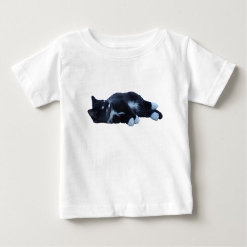 Black and white cute Tuxie kitten Baby T_Shirt