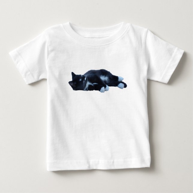Black and white cute Tuxie kitten Baby T-Shirt (Front)