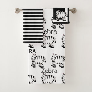Black and White Cute Zebra Bath Towel Set