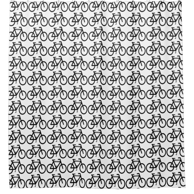 Black and White Cycling Abstract Shower Curtain (Front)