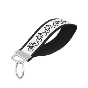 Black and White Cycling Abstract Wrist Keychains