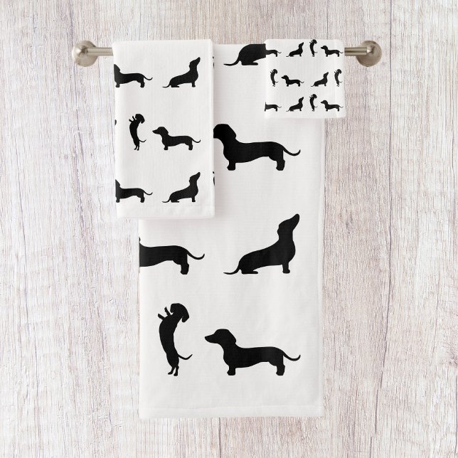 Black and White Dachshund  Bath Towel Set (Creator Uploaded)