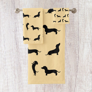 Black and White Dachshund Bath Towel Set