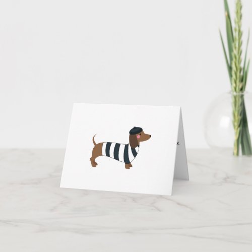 BLACK AND WHITE DACHSHUND BLANK GREETING CARD