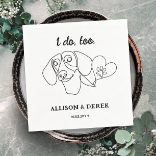 Black and White Dachshund Dog Lovers Pet Wedding Napkins