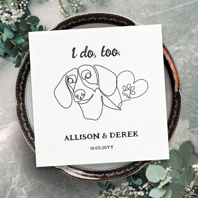 Black and White Dachshund Dog Lovers Pet Wedding  Napkins (Creator Uploaded)