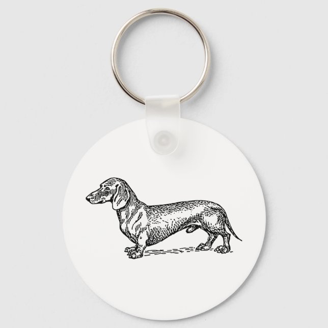 Black and White Dachshund Wiener Dog Keychain (Front)