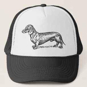 Black and White Dachshund Wiener Dog Trucker Hat