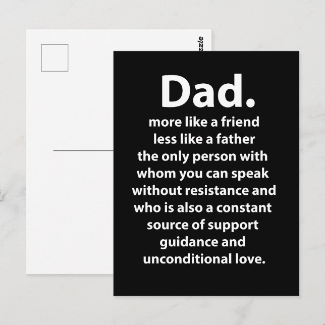 Black and White Dad Daddy Quote  Postcard (Front/Back)