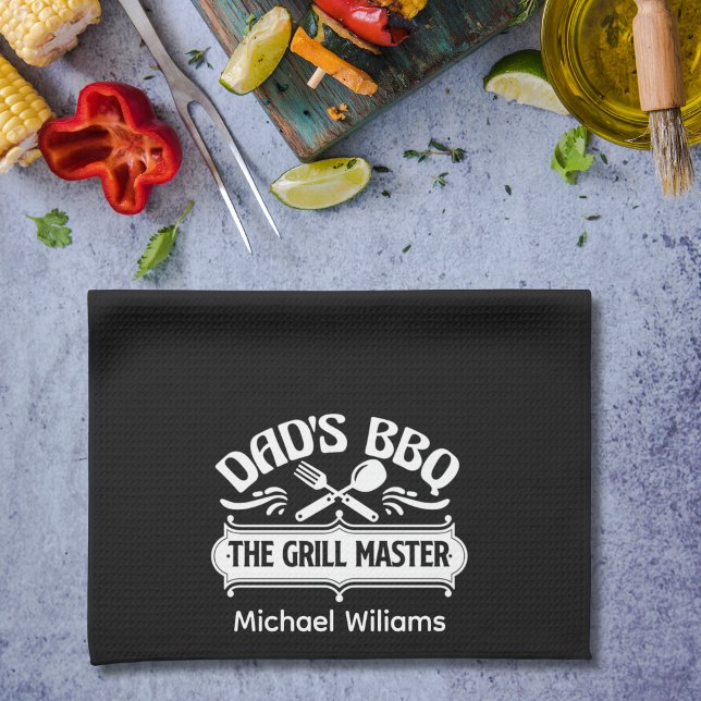 Black and White Dad Personalized BBQ Father  Kitchen Towel (Creator Uploaded)